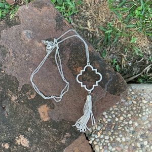 Long silver statement necklace